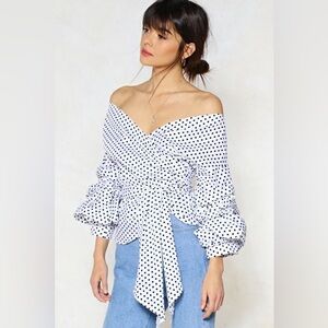 Nasty Gal You've Spot The Love Polka Dot Top sz 2
